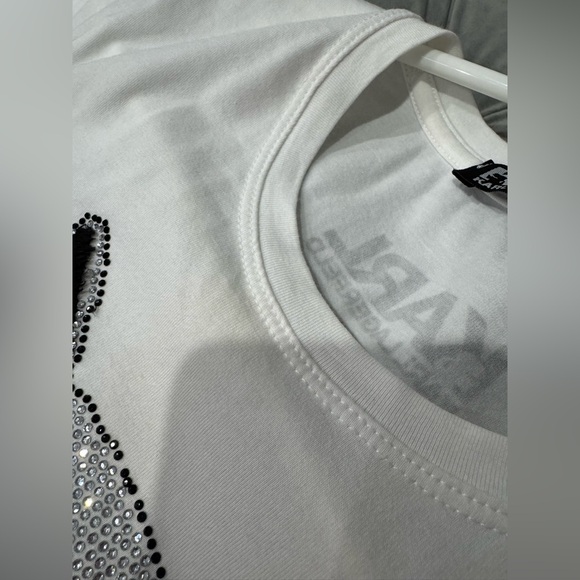 Karl Lagerfeld White and Black Cat Graphic T-Shirt - Picture 3 of 6